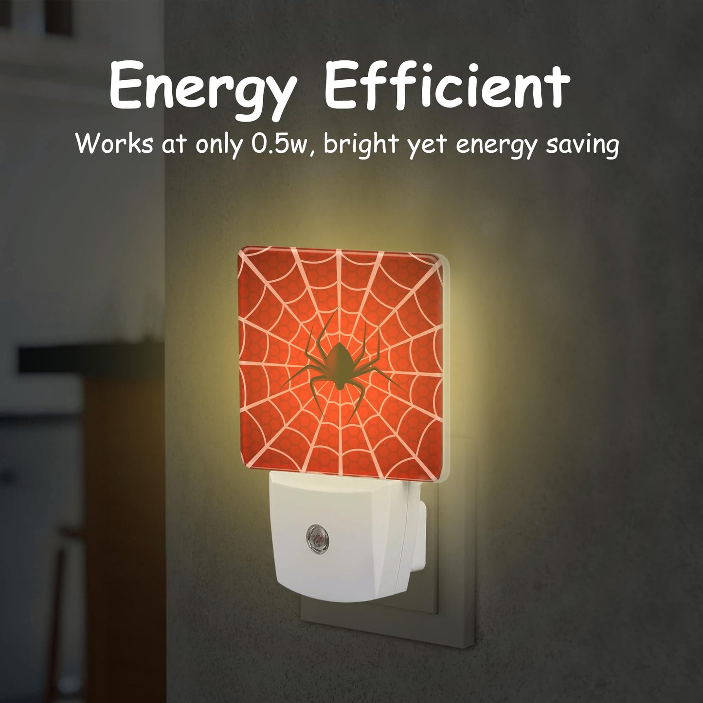 Neidius Red Spider Web Night Light,Cobweb Trap Gossamer Plug-in Night Light Auto Dusk-to-Dawn Sensor Energy Efficient LED Lamp for Room