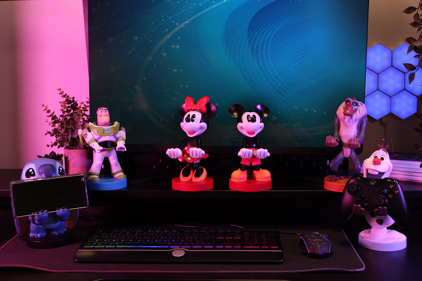 Cableguys Disney Mickey Mouse Controller Holder & Phone Stand - Gaming Setup Accessories for Desk and Game Room, Controller Stand Compatible