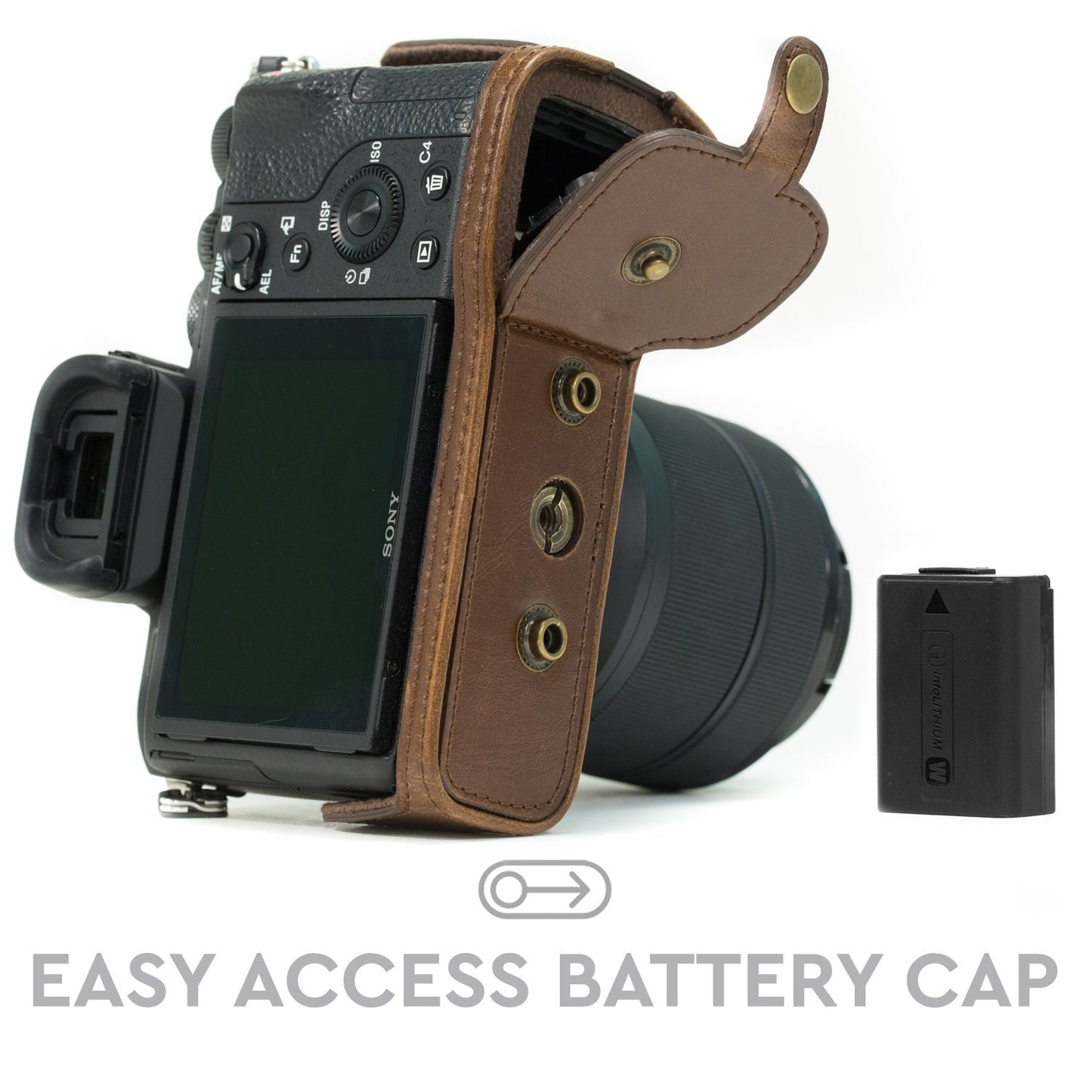 MegaGear Ever Ready Protective Leather Camera Case, Bag for Sony Alpha a7 II, a7R II, & a7S II Mirrorless Digital Camera and Lenses (Dark Brown)