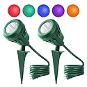 LED Christmas Spotlight Outdoor Plug in, 800LM Waterproof Flood Lights with 5 Extra Lenses (Red Green Blue Purple Orange), 5000K Landscape Light