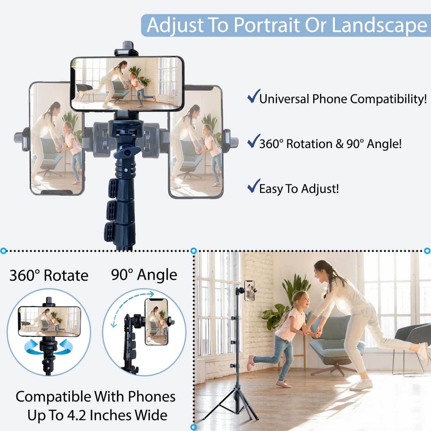 Fugetek 51" Professional Selfie Stick Tripod, 100% All Aluminum Stick & Legs, Lightweight, Detachable Bluetooth Remote, Portable All in One