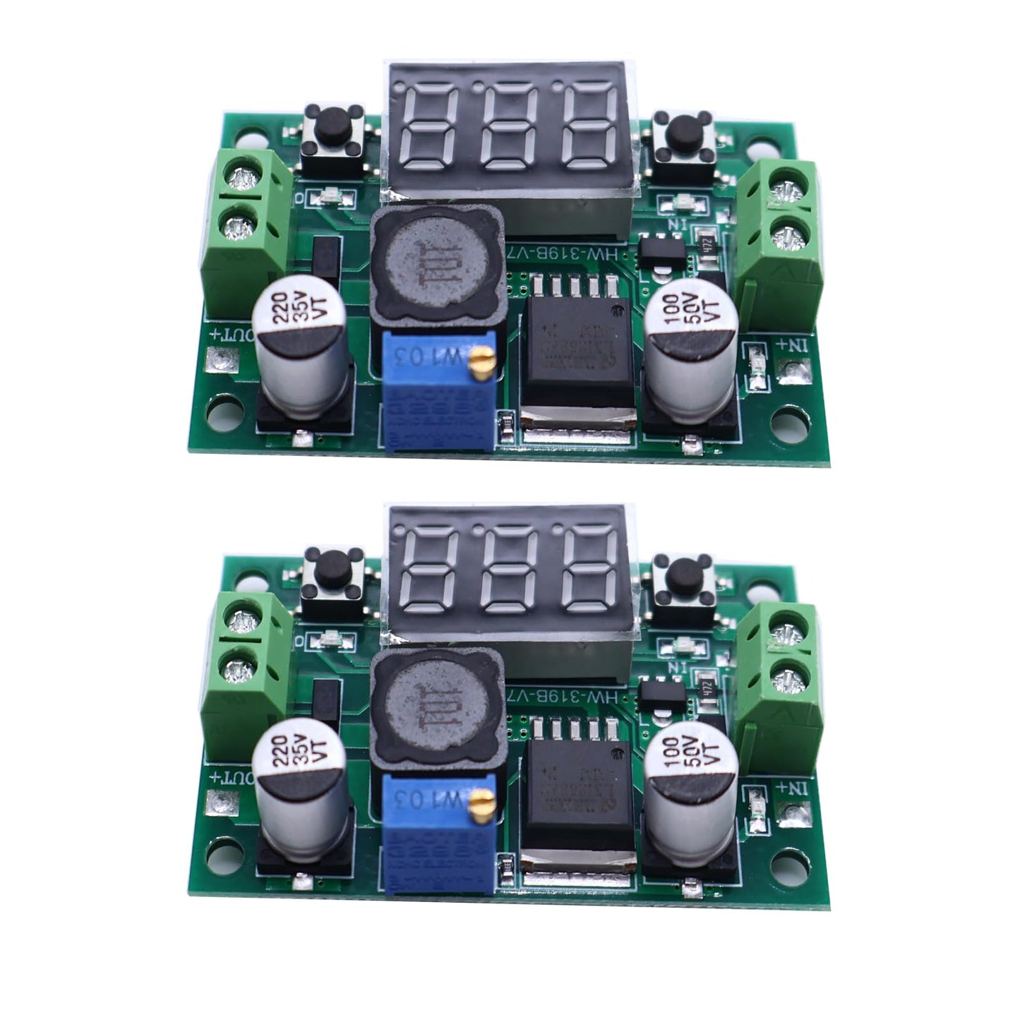 2PCS LM2596 Green Board Double Button 2PACK LM2596 Buck Converter Step Down Adjustable Voltage Regulator DC 4-40V to 1.25-37V Buck Converter with LED…