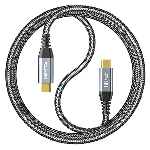 ZeroneTeck 40Gbps USB C for Thunderbolt 4 Cable 3.3FT (Gold-Plated), USB C Monitor Cable [8K/Dual 4K], 40Gbps High Speed Data Transfer, USBC Video