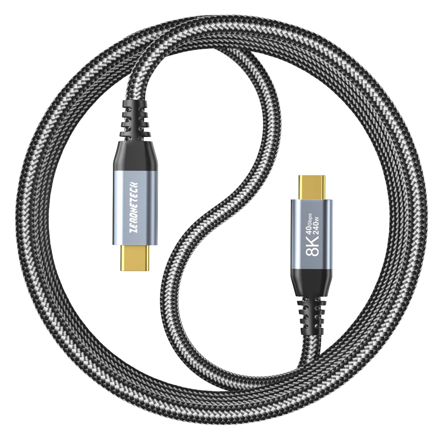 ZeroneTeck 40Gbps USB C for Thunderbolt 4 Cable 3.3FT (Gold-Plated), USB C Monitor Cable [8K/Dual 4K], 40Gbps High Speed Data Transfer, USBC Video