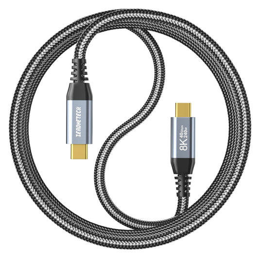ZeroneTeck 40Gbps USB C for Thunderbolt 4 Cable 3.3FT (Gold-Plated), USB C Monitor Cable [8K/Dual 4K], 40Gbps High Speed Data Transfer, USBC Video