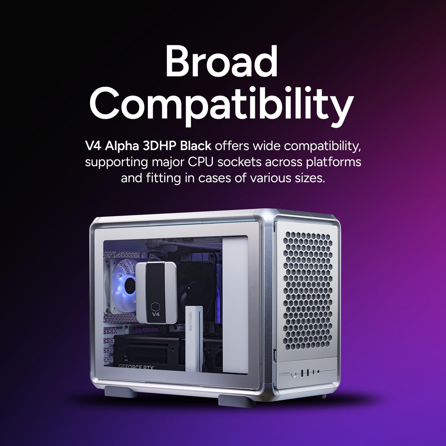 Cooler Master V4 Alpha 3DHP CPU Air Cooler - Patented 3D Heat Pipe Technology, Dual 120mm PWM High Airflow Fans, Quiet Cooling & Easy Installation