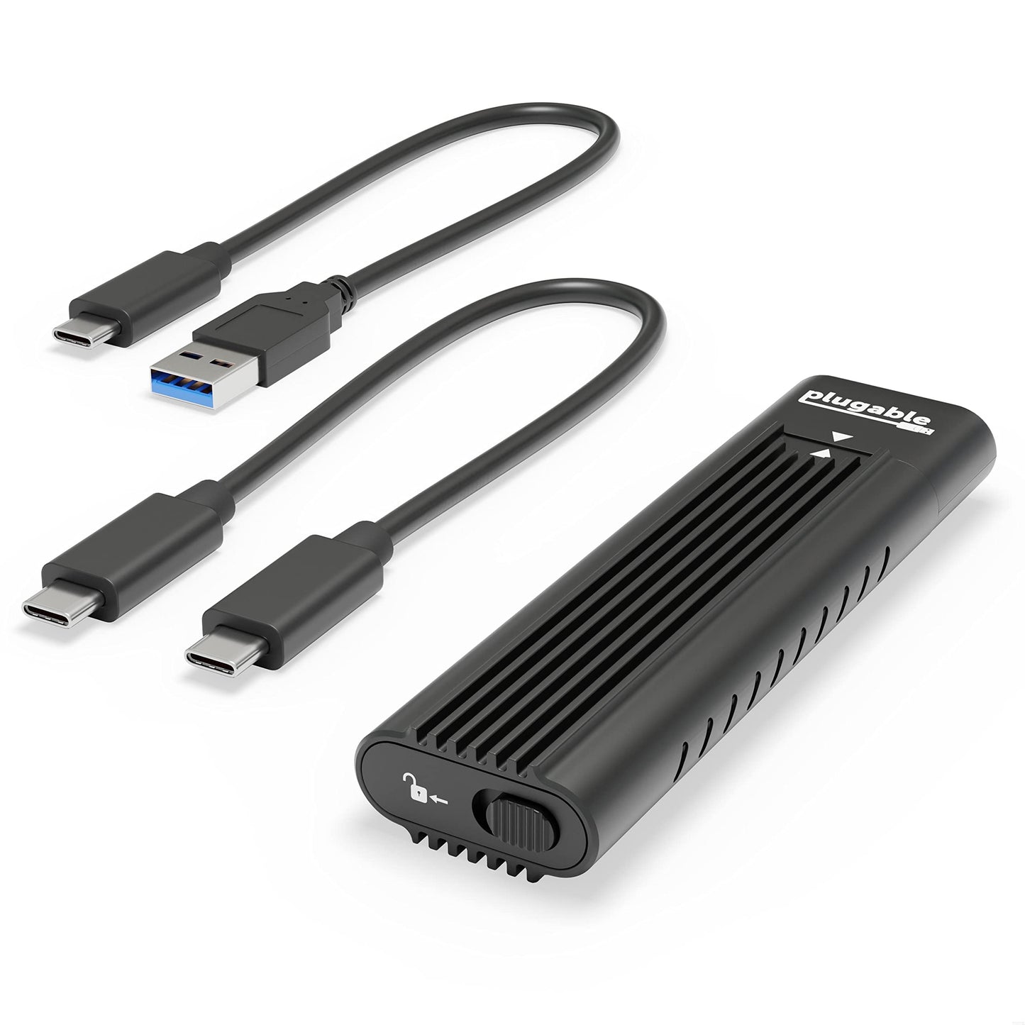 Plugable M.2 NVMe SSD Enclosure; Tool-Free & Driverless, USB 3 Type-C, Including Thunderbolt and USB4, at 10Gbps. for M.2 NVMe SSDs 2230 to 2280 PCIe