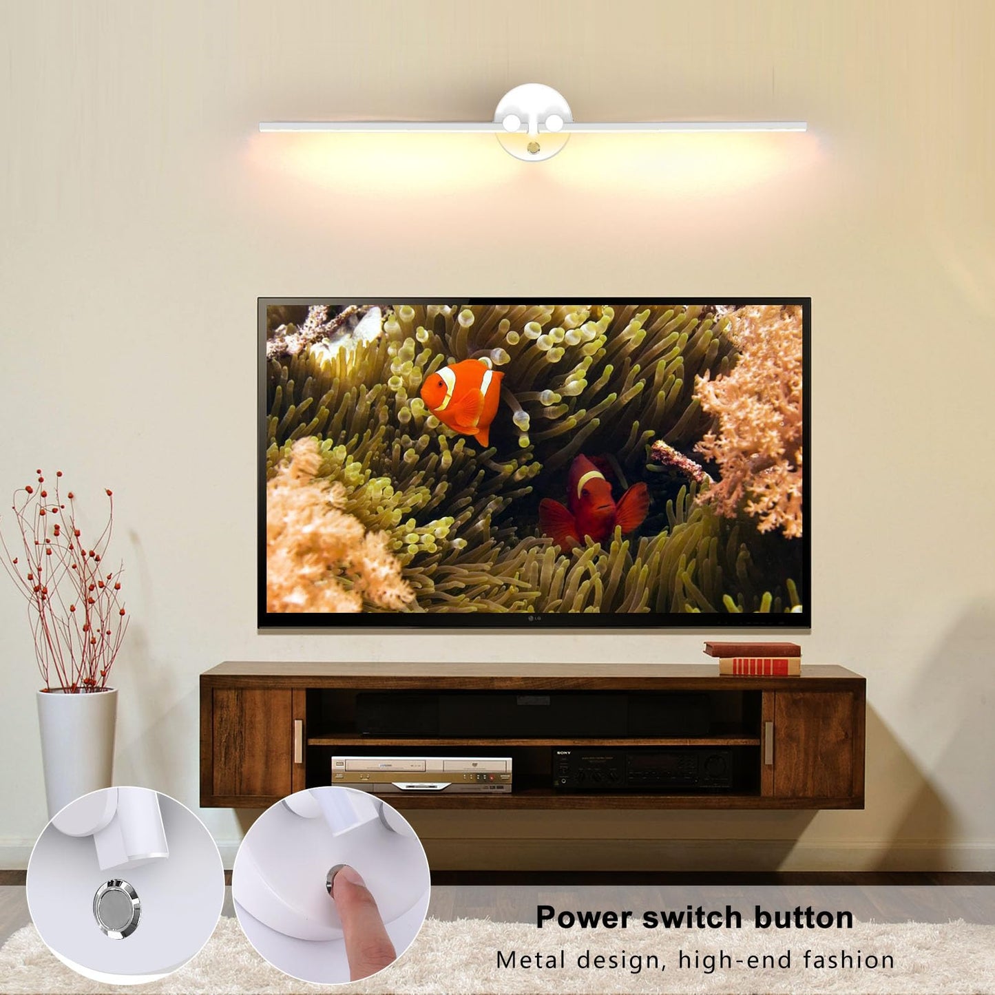Kawell 12W LED Wall Light Hardwired with Switch 300° Rotatable Arms Modern Sconce Lighting for Living Room Bedroom Hallway Indoor Energy Efficient