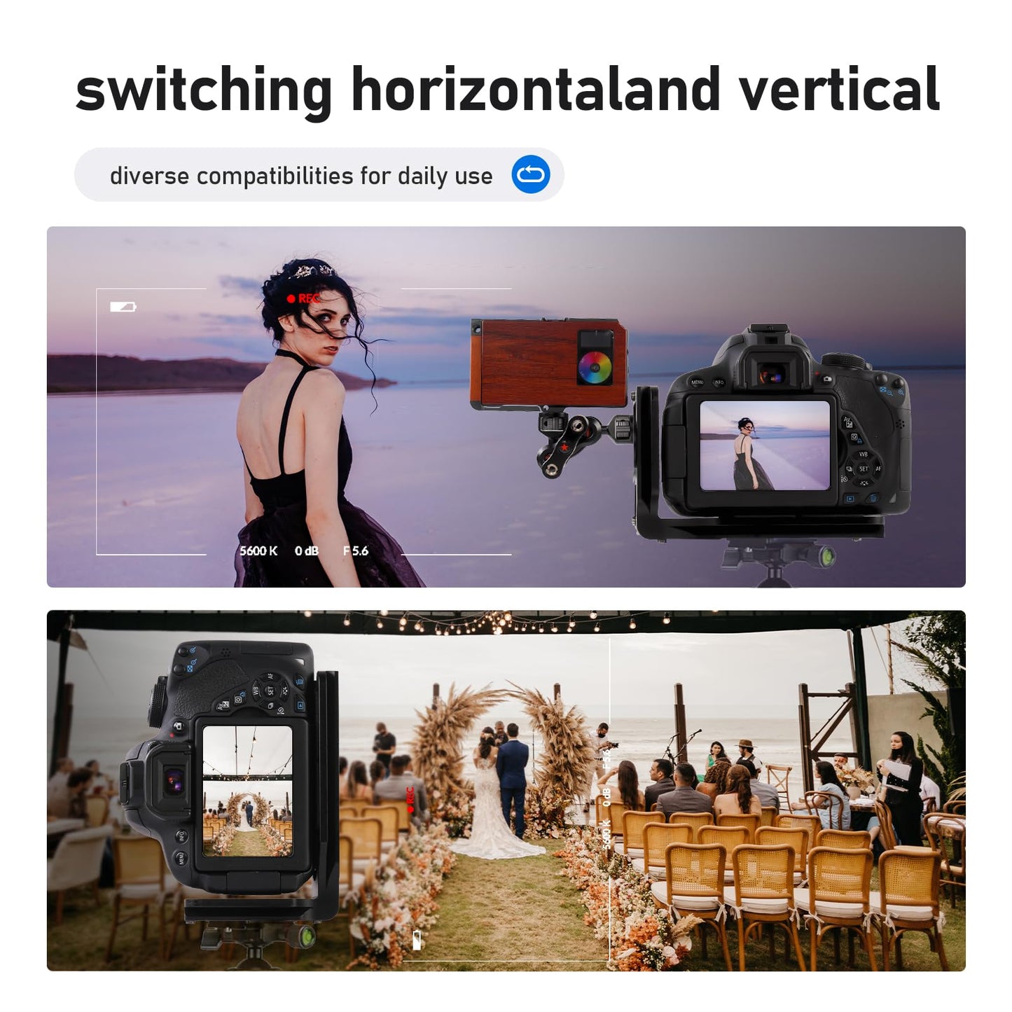 (Real Single one Piece) L Bracket Camera for DSLR Vertical Horizontal Switching Tripod Quick Release Plate Compatible with Canon Nikon Sony DJI Osmo