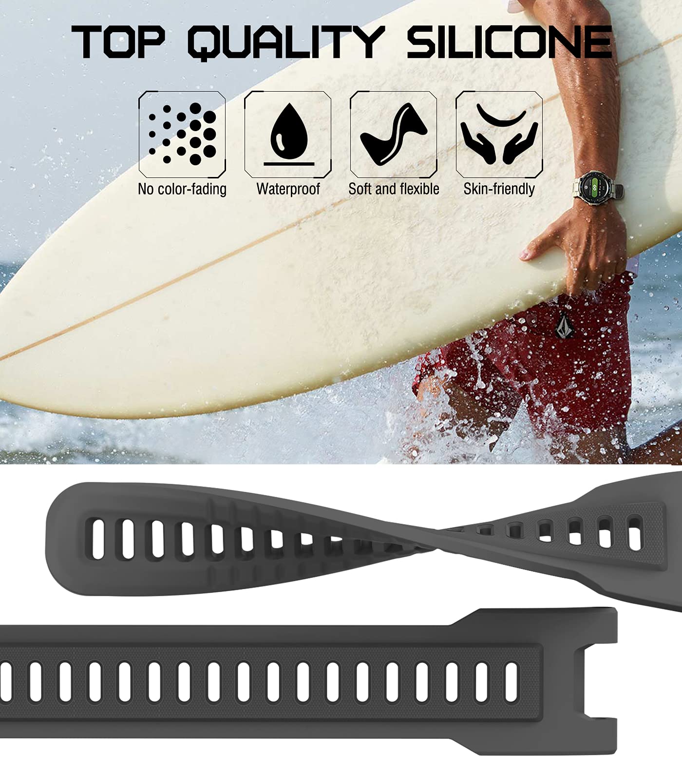 MoKo Sport Band Compatible with Amazfit T-Rex/T-Rex Pro, Dark Gray