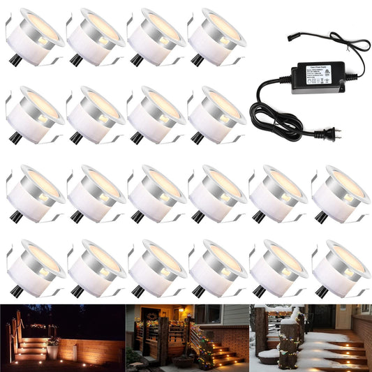 FVTLED Low Voltage LED Deck Lighting Kit Stainless Steel Waterproof Outdoor Landscape Garden Yard Patio Step Decoration Lamps LED In-ground Lights