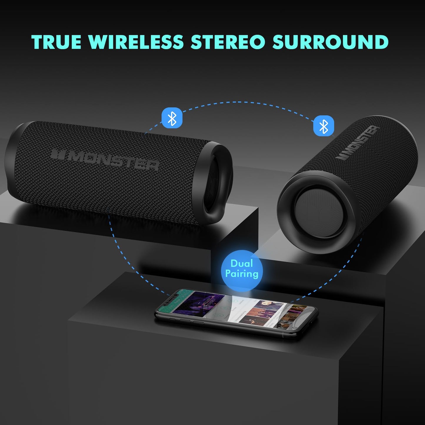 Monster Bluetooth Speaker, Wireless Portable Outdoor Bluetooth Speakers, 60W True Wireless Stereo IPX8 Waterproof, Dual PairingBluetooth 5.4 Built-in