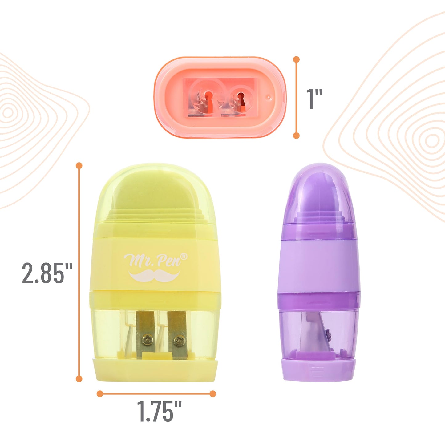 Mr. Pen- Pencil Sharpener & Eraser, 4 Pack