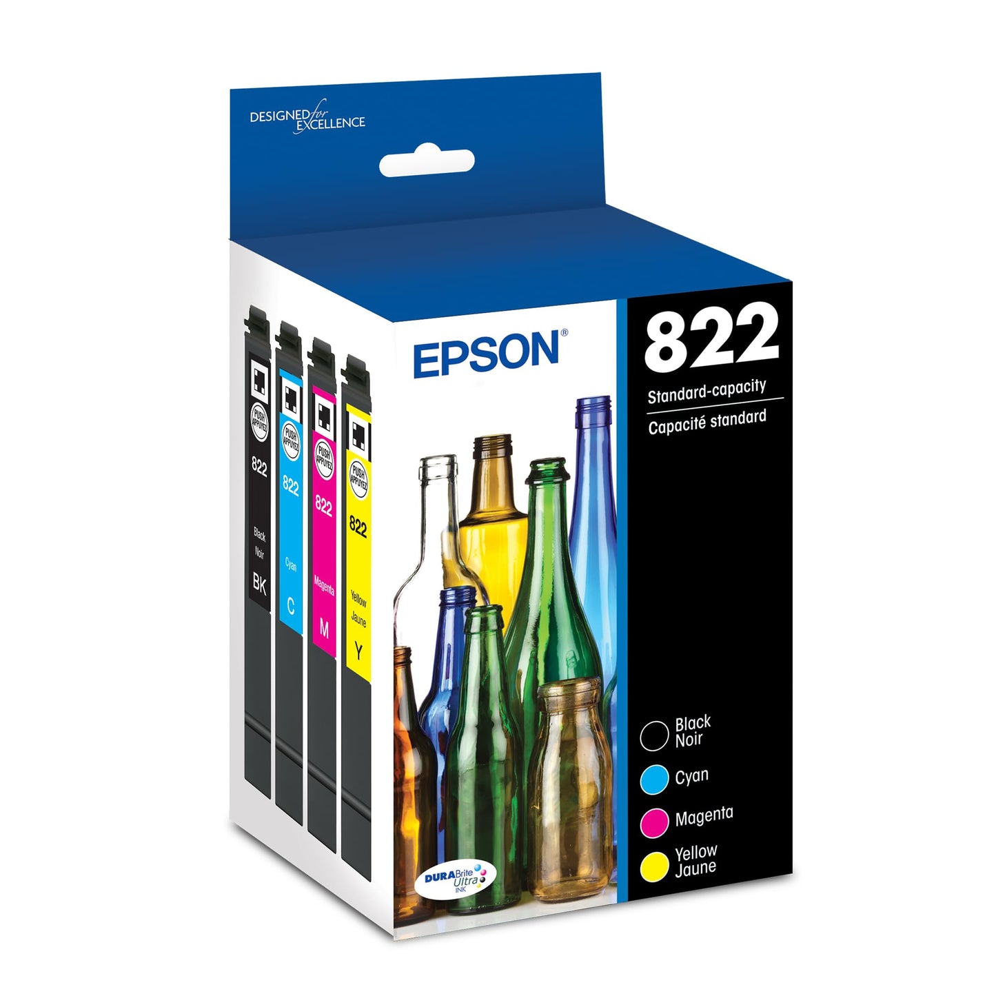 EPSON 822 DURABrite Ultra Ink Standard Capacity Black & Color Cartridge Combo Pack (T822120-BCS) Works with WorkForce Pro WF-3820,3823, 4820, 4830