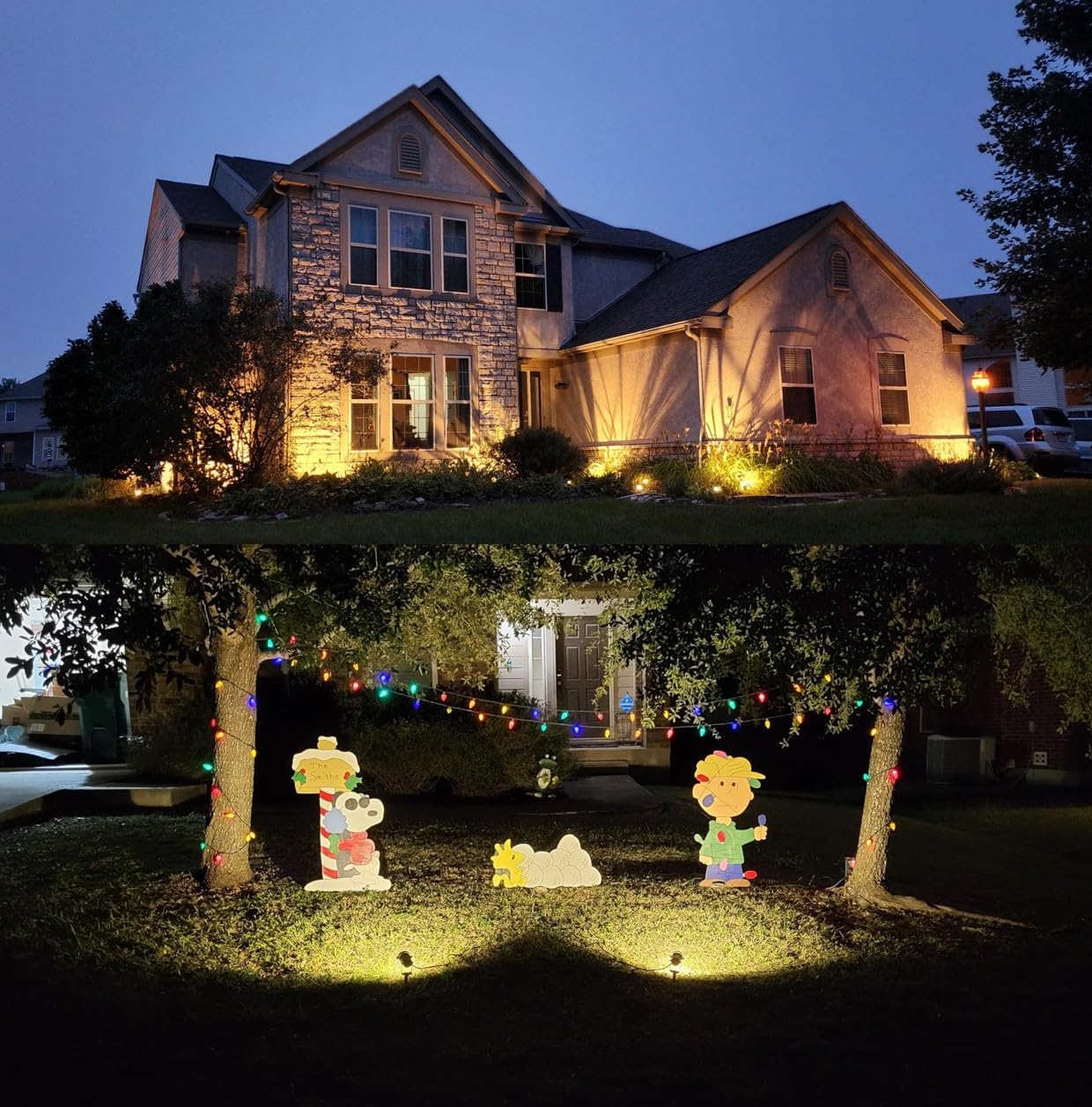 TOVEENEN LED Outdoor Landscape Spotlight 120V 12W Waterproof Spot Lights for Yard House Garden Christmas Lighting, 3000K Warm White, 2 Pack