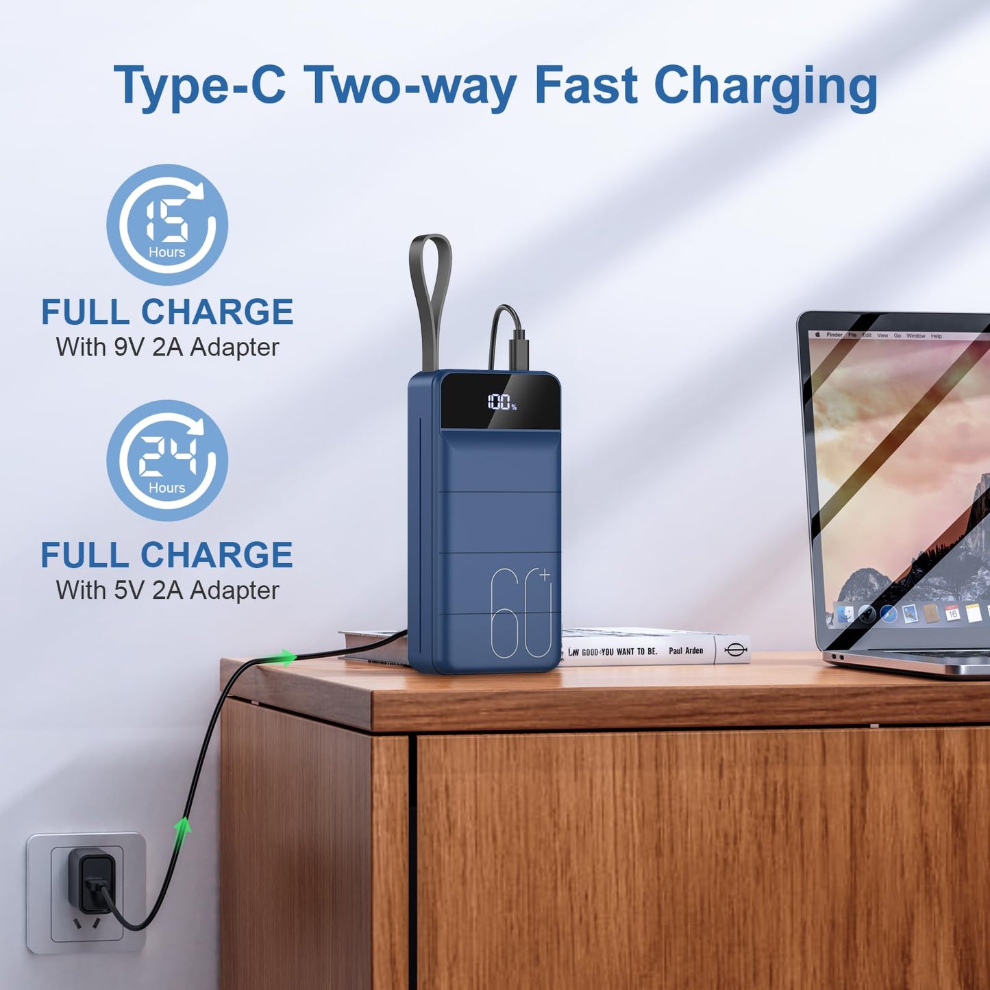 Portable Charger Power Bank 60000mAh Fast Charging 22.5W PD4.0 & QC 4.0 with USB C Battery Pack Charger Portable High Capacity Portable Phone Charger