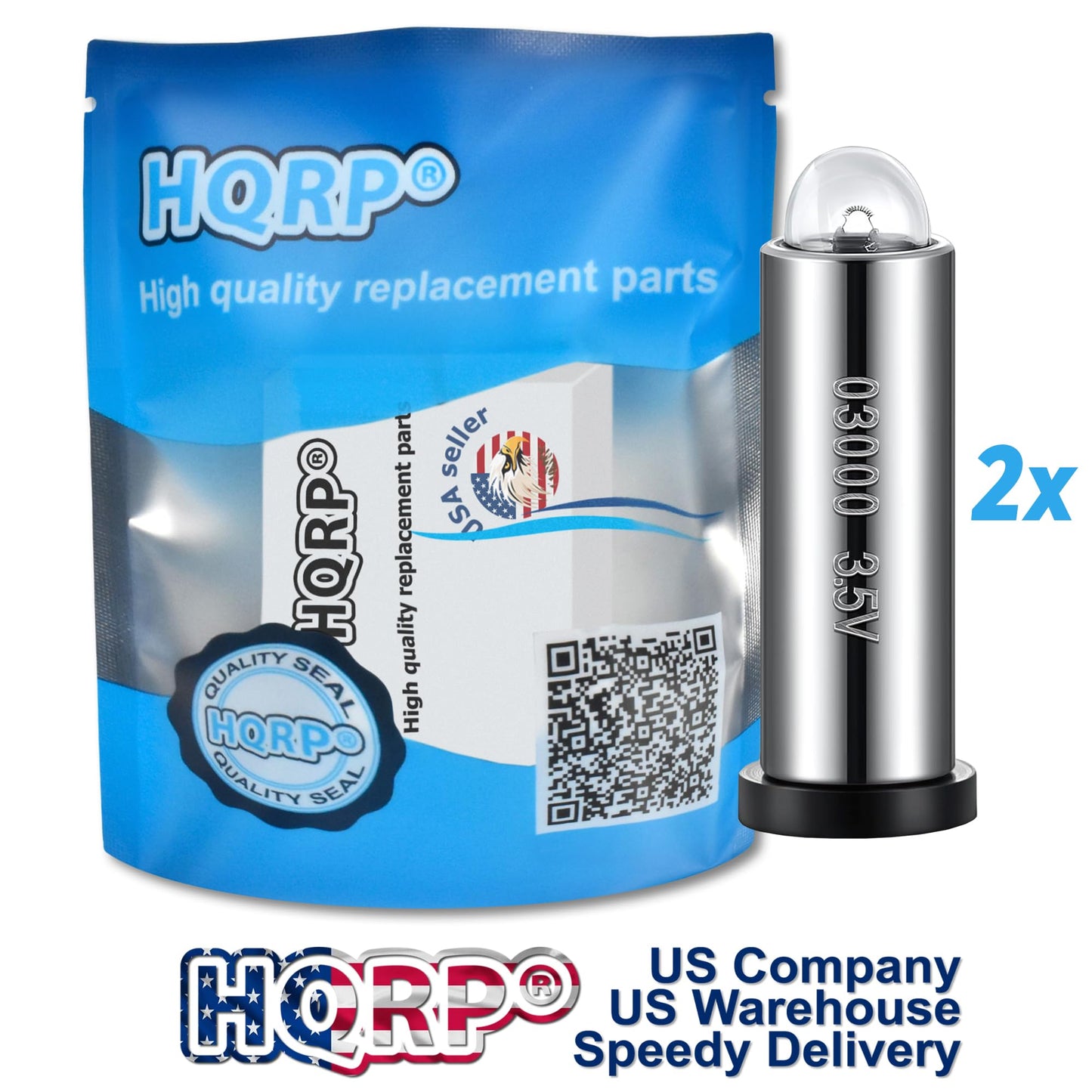 HQRP 2-Pack Lamp Bulb Compatible with Welch Allyn WA-03000 WA-03000-U Replacement fits General Exam; 47300; 11600 116-00 11605 116-05 11610. 3.5V