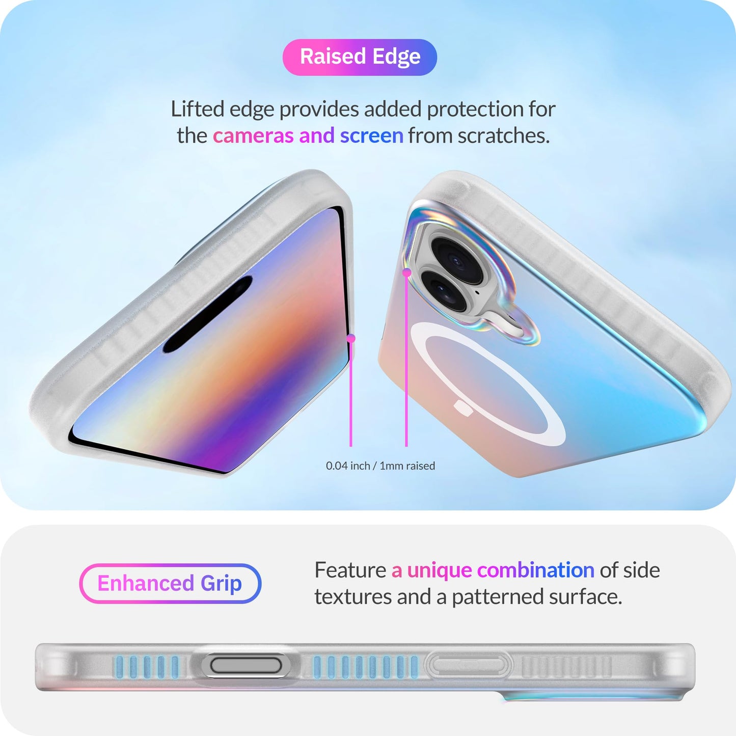 LONLI Hue for iPhone 16 Plus Case - Dynamic PrismGlow Color-Shift Iridescent Phone Cover, Slim Shock-Absorbing, Compatible with MagSafe & Magnetic