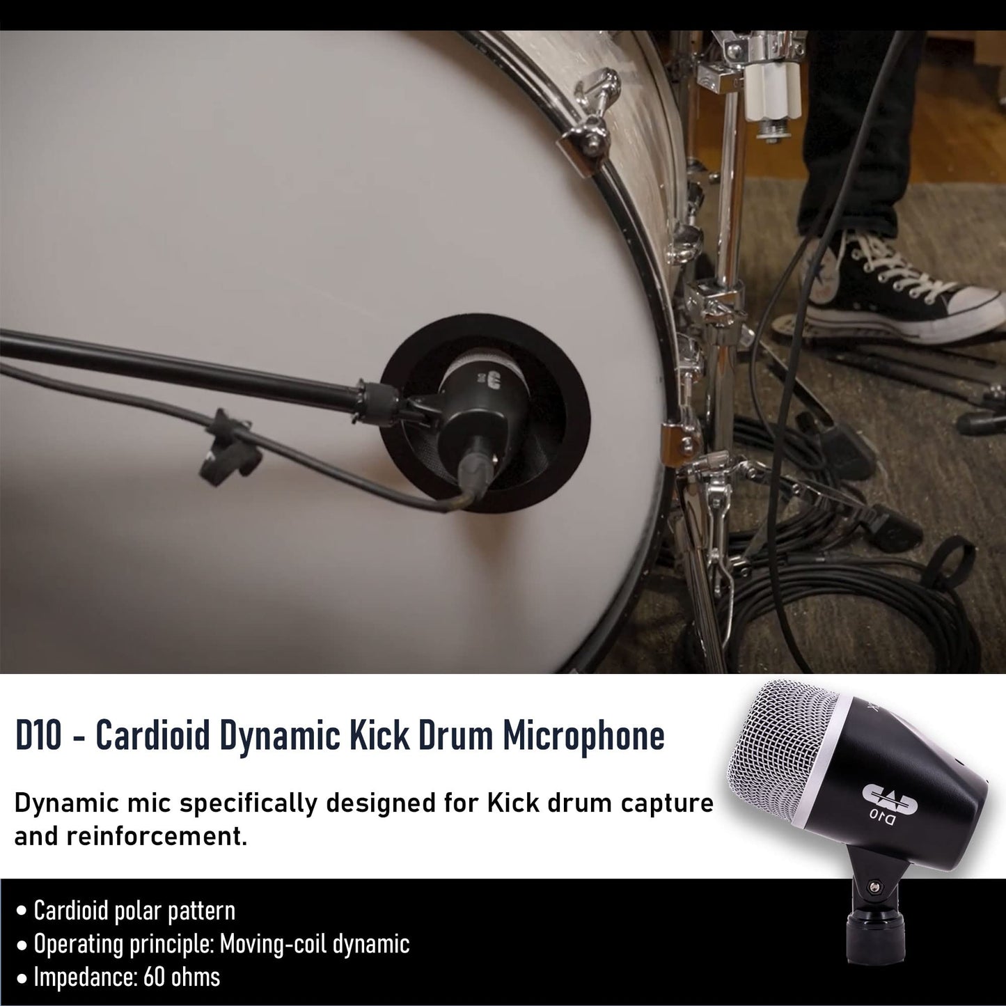 CAD Audio Stage7 Premium 7-Piece Drum Instrument Mic Pack with Vinyl Carrying Case + 7 On Stage Microphones Cables, 20 Feet