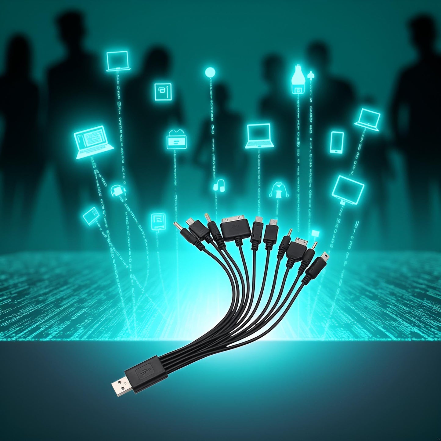 Junfamilee 1Pc 10 in 1 Universal USB Cable, Multiple Universal Charging Cables for Cell Phones Blutooth Earphone Speaker Adapter Cables, Data Cable
