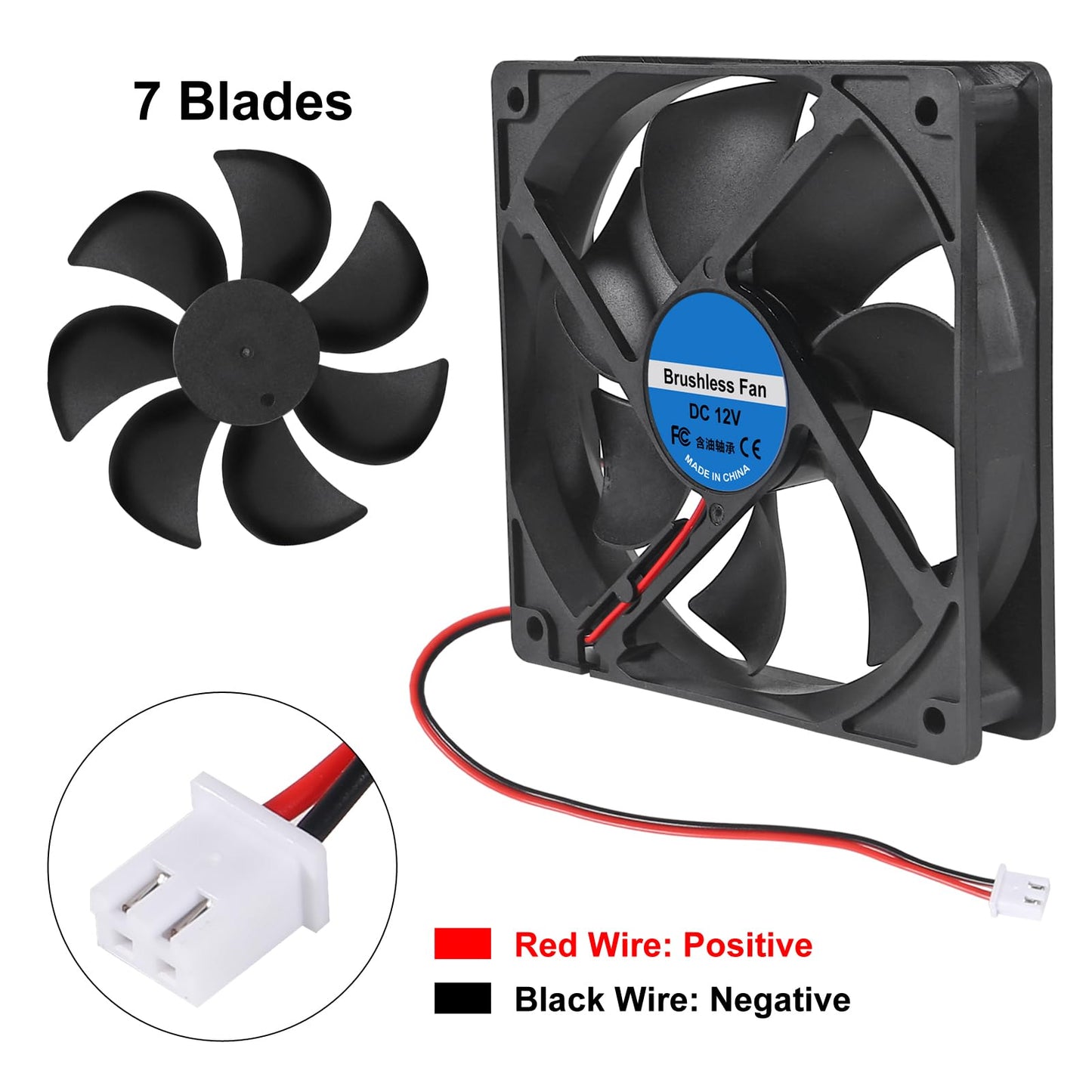 2Pcs DC 12V 12025 Cooling Fan 120x120x25mm 12cm 120mm Computer Case Fan DC 12V Cooling Fan for Fan Server Chassis Power Inverter PC Cooling Fan 2Pin