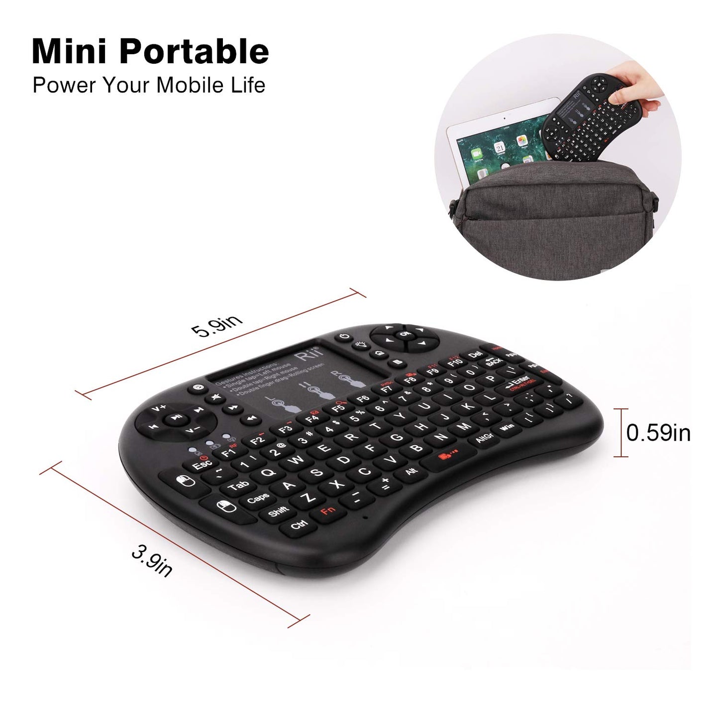 (Upgraded)Rii 2.4GHz Mini Wireless Keyboard with Touchpad,QWERTY,LED Backlit,Portable Keyboard for laptop/PC/Tablets/Windows/Mac/TV/Xbox/PS3/Raspberry