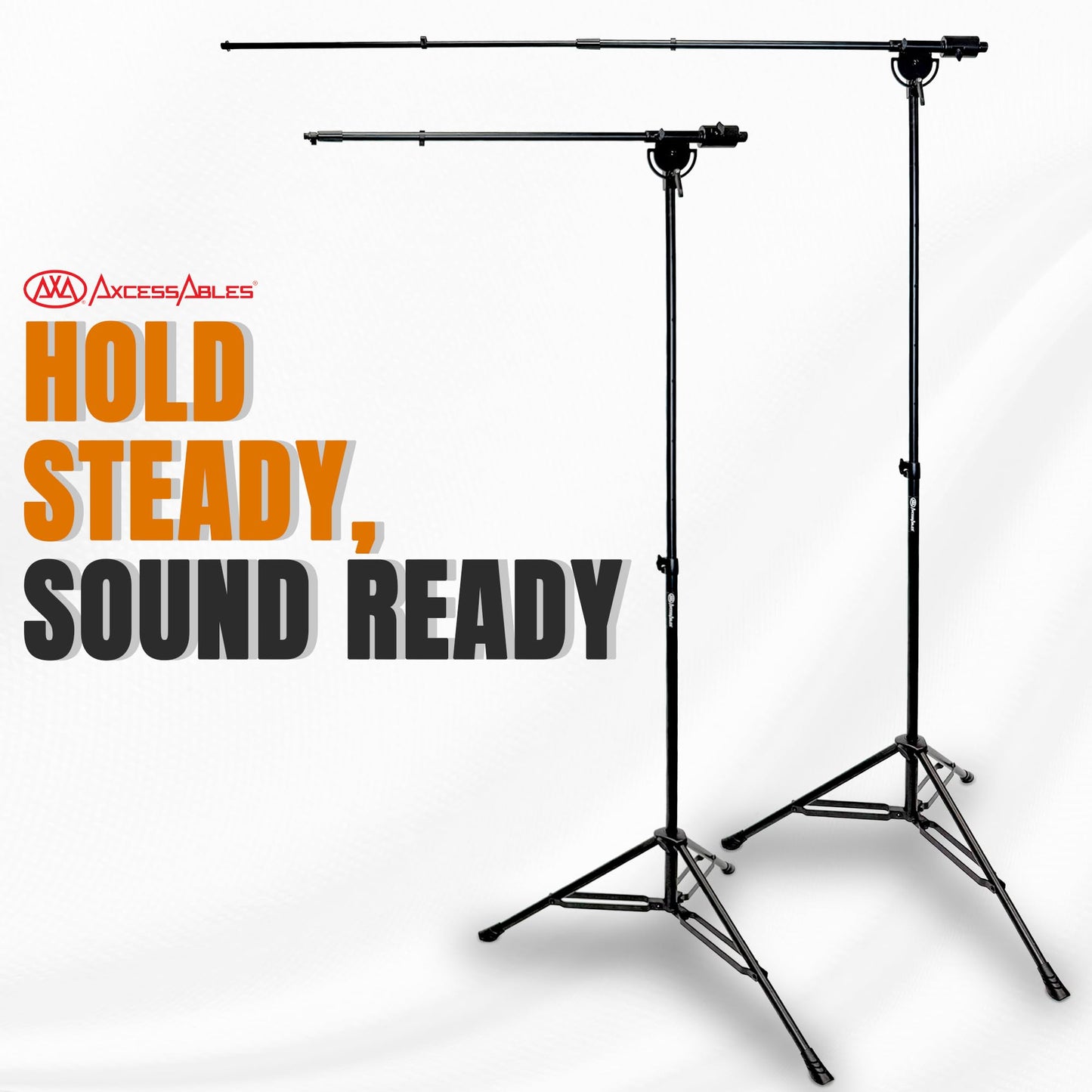 AxcessAbles AXCMB-T Heavy Duty Microphone Boom Stand with Weighted Tripod Base | 80.5-inch Height Overhead Mic Stand | 65.5-Inch Boom Arm Stand |