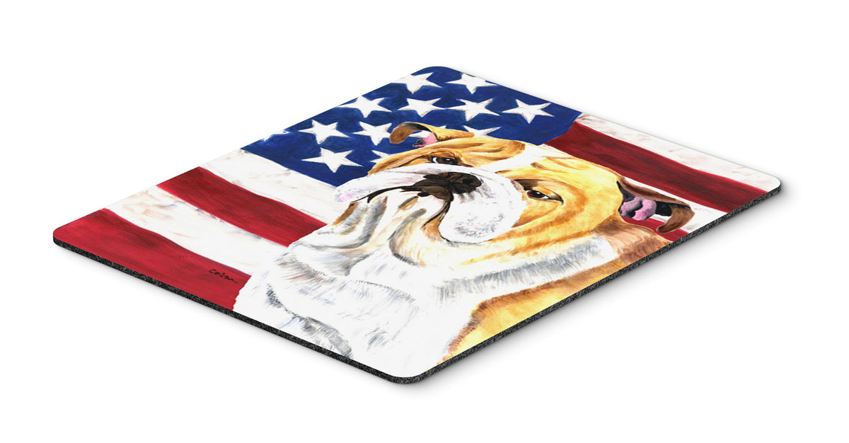 Caroline's Treasures SC9002MP USA American Flag with Bulldog English Mouse Pad, Hot Pad or Trivet for Home Office Gaming Working Computers Laptop