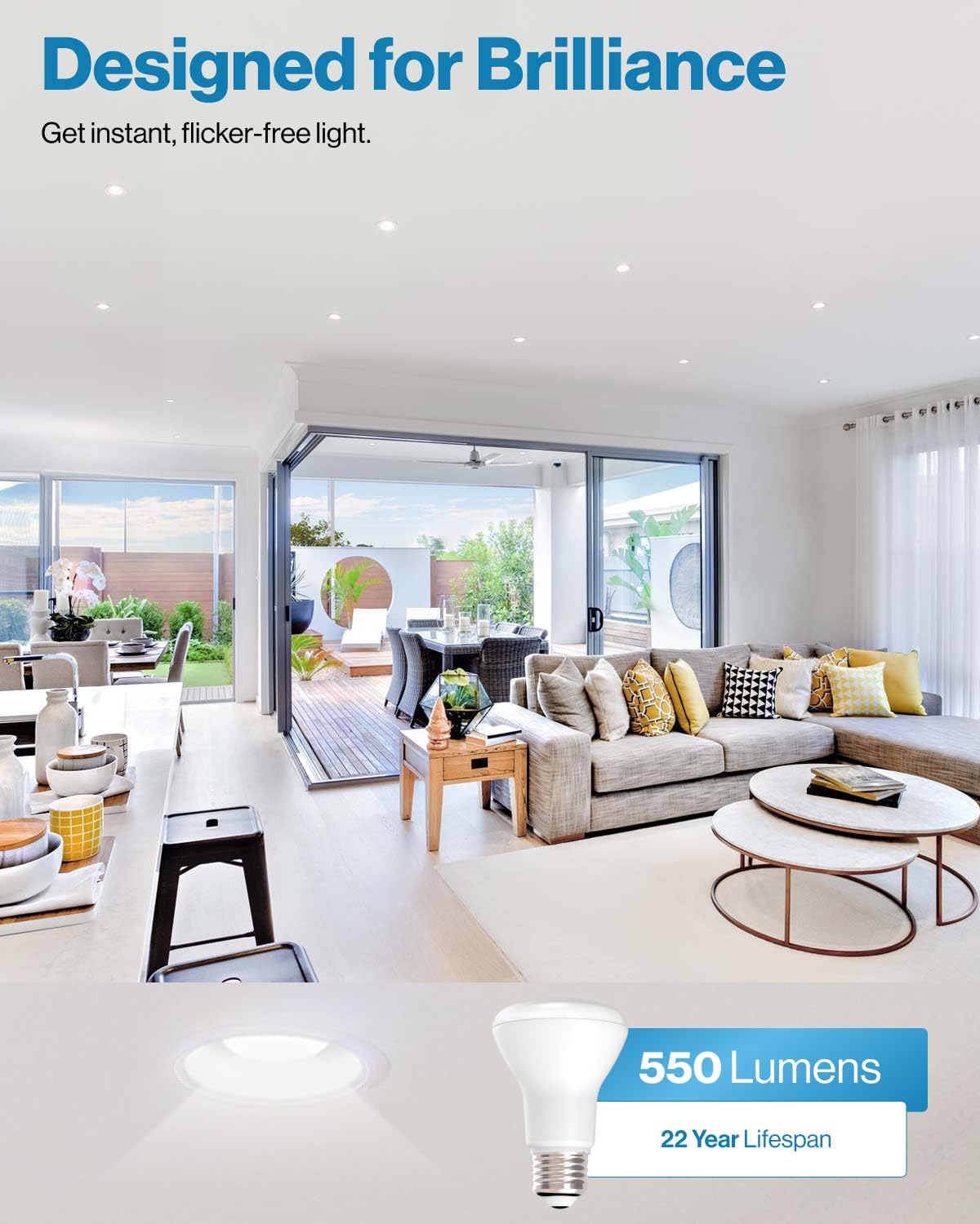 Sunco BR20 LED Bulb Flood Light, E26, 7W=50W, 4000K Cool White, 4 Pack