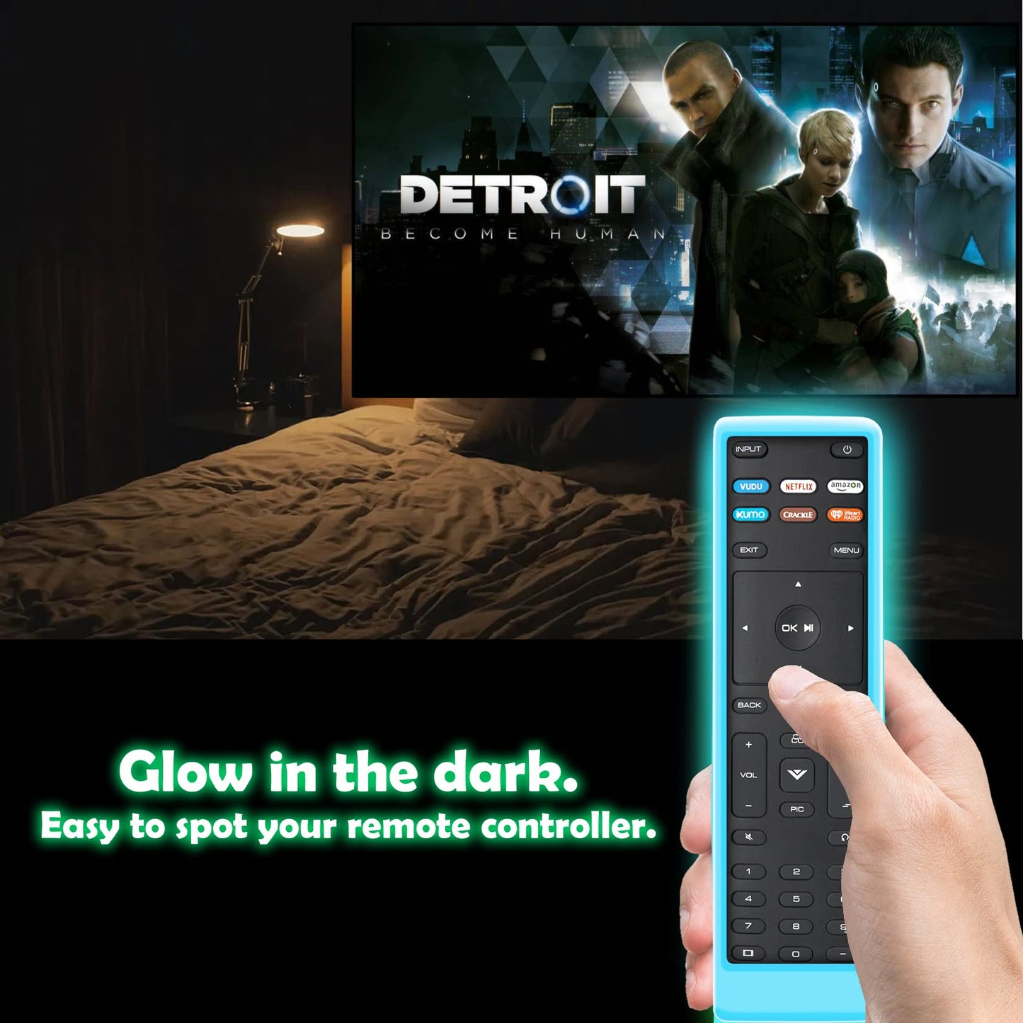 Remote Case Compatible with Vizio Smart TV Remote Control, XRT136 LCD LED Controller Cover Lightweight Anti-Slip Shockproof Silicone Skin Sleeve Glow