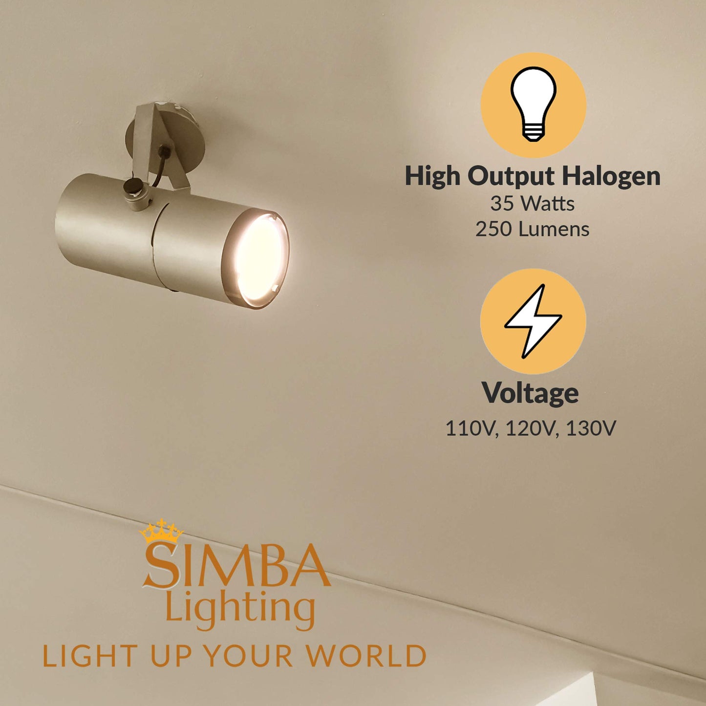 Simba Lighting Halogen GU10 35W Spotlight 120V MR16, Glass Cover, 6 Pack