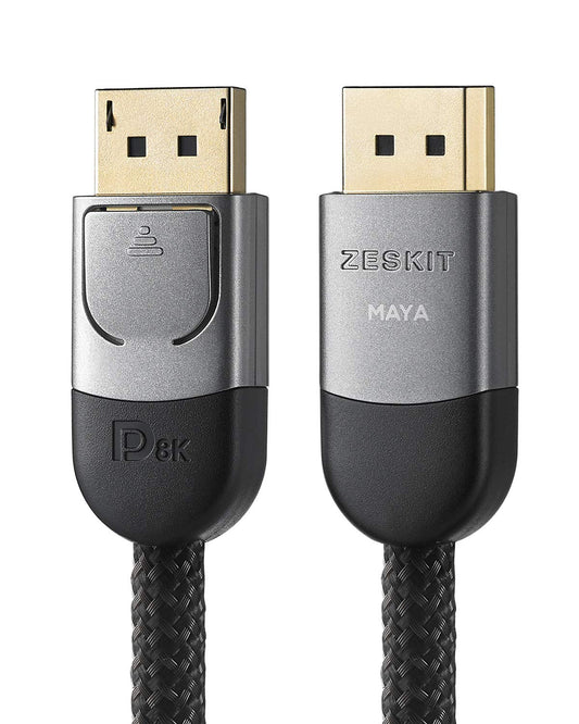 Zeskit Maya Certified DP 1.4 Cable, 4K 120Hz 8K 60Hz 1440p 144Hz 240Hz HDR 32.4Gpbs HBR3 (10ft, Braided Jacket)