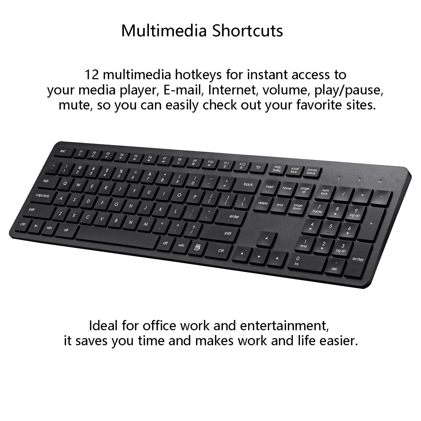 Wireless Keyboard and Mouse Combo, 2.4G Silent Cordless Keyboard Mouse Combo for Windows Chrome Laptop Computer PC Desktop, 106 Keys Full Size