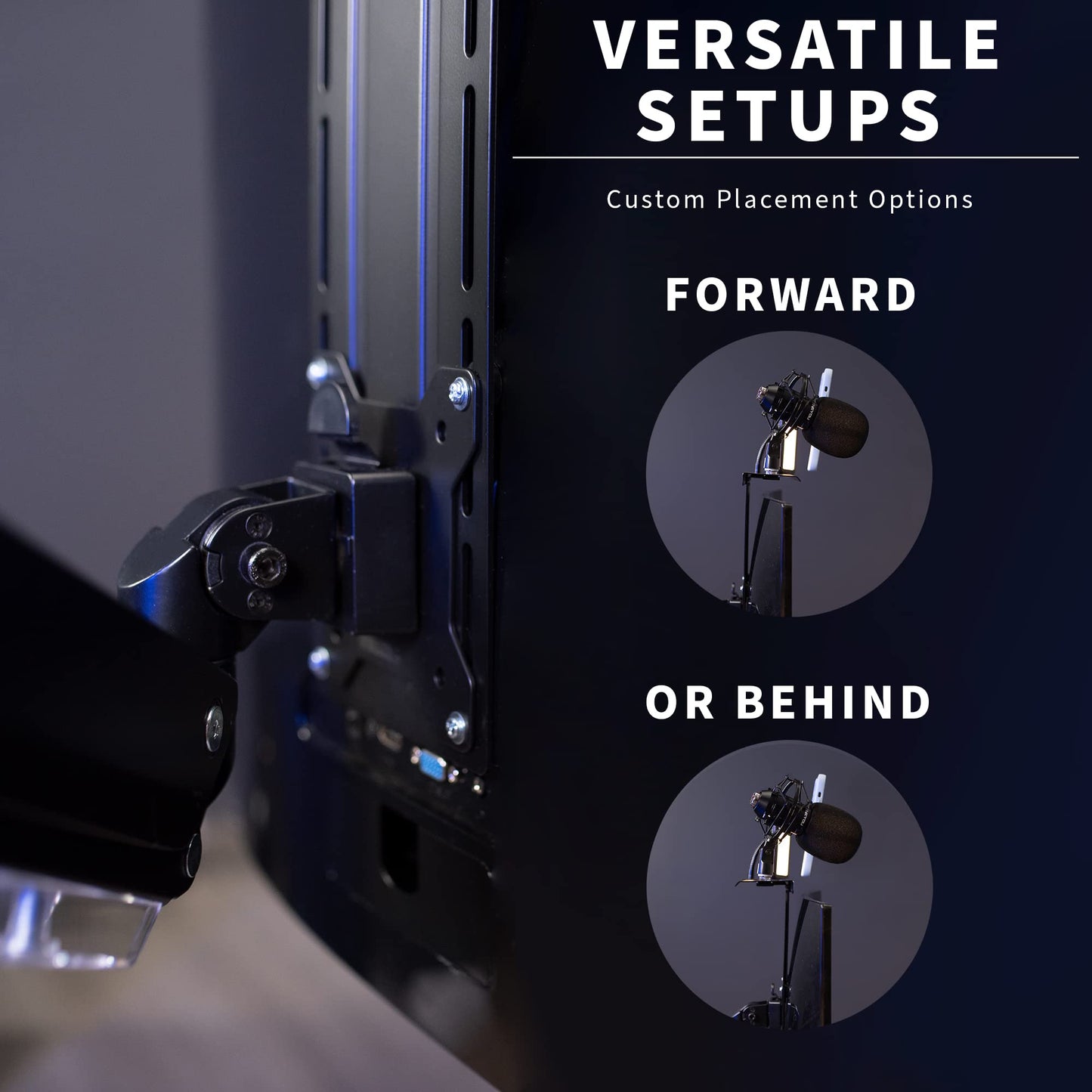 VIVO 16 inch Above/Behind VESA Monitor Livestream Device Shelf Mount, Holds Cameras, Webcams, Microphones, Lighting, and More, Fits VESA 100mm, Black