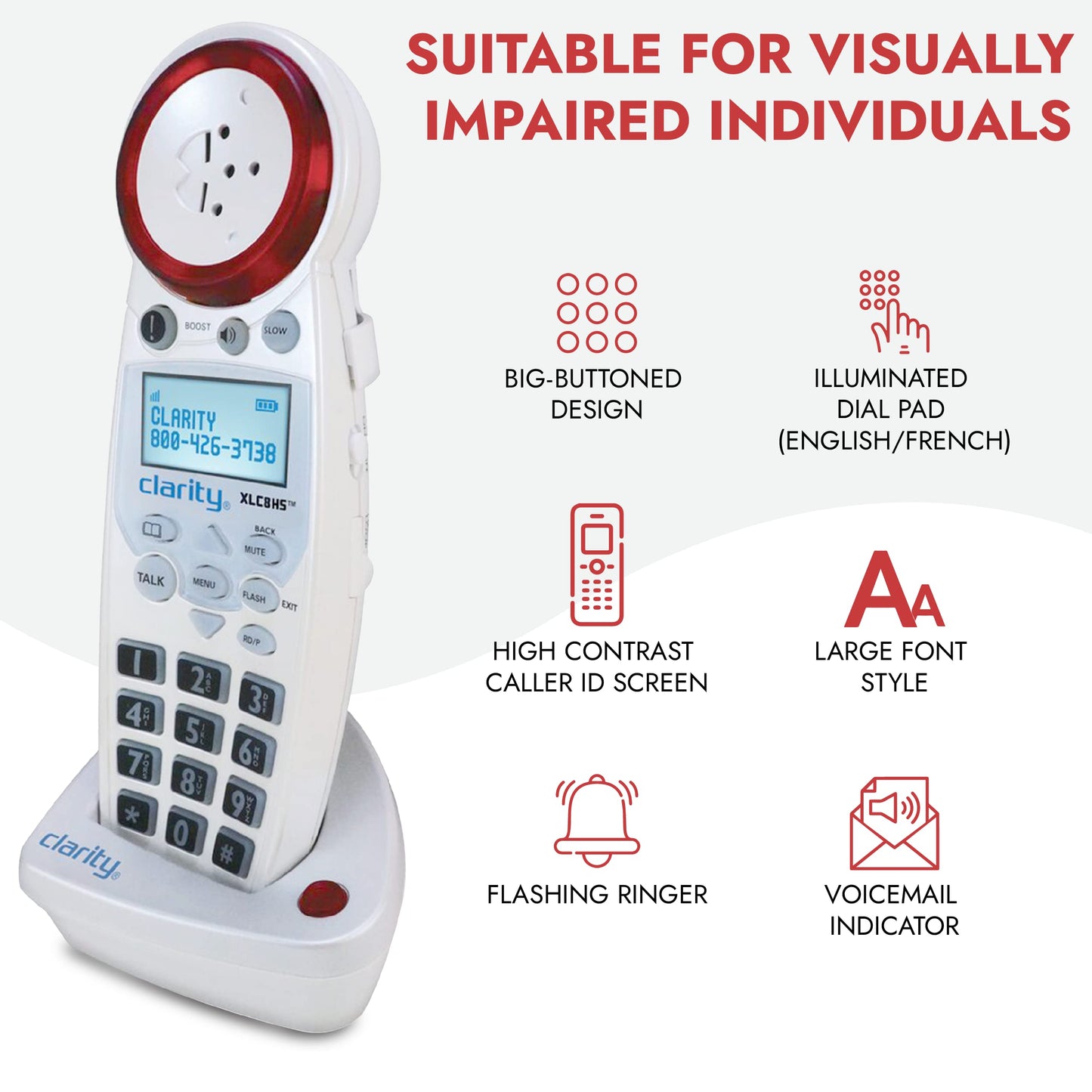 Clarity 59860.001 XLC8HS Expandable Handset for Clarity XLC8