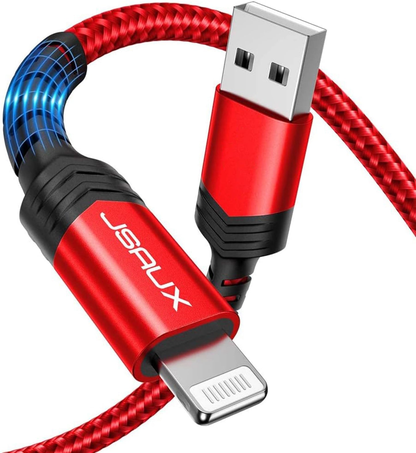 JSAUX MFi Certified Lightning Cable 6ft, Charger Cable for iPhone Nylon Braided Heavy Duty, Upgraded C89 USB Lightning Cord for iPhone 11 Xs Max X XR…