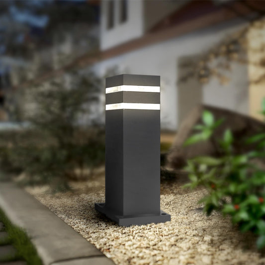 ASD 12" Square Bollard Light Fixture, Outdoor Pathway Floor Lamp | Antiglare, Waterproof, ETL Listed | 60W E26 Bulb Socket 120V | Landscape Hardwired