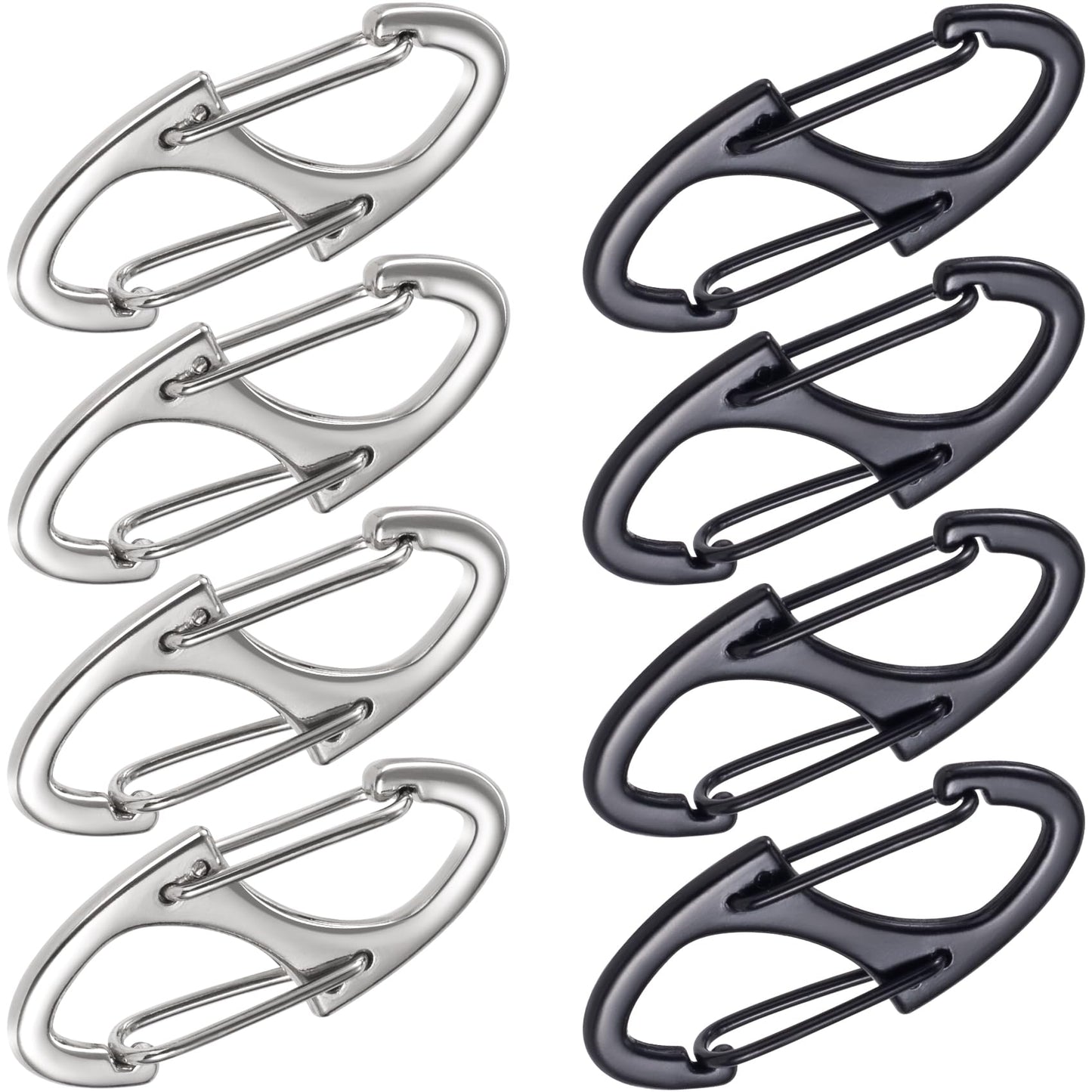 Alpinleux 8 Pcs Anti-Theft Zipper Clips – Dual Opening Zipper Pulls for Backpacks, Camping, Suitcases (Silver + Black)