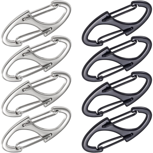 Alpinleux 8 Pcs Anti-Theft Zipper Clips – Dual Opening Zipper Pulls for Backpacks, Camping, Suitcases (Silver + Black)