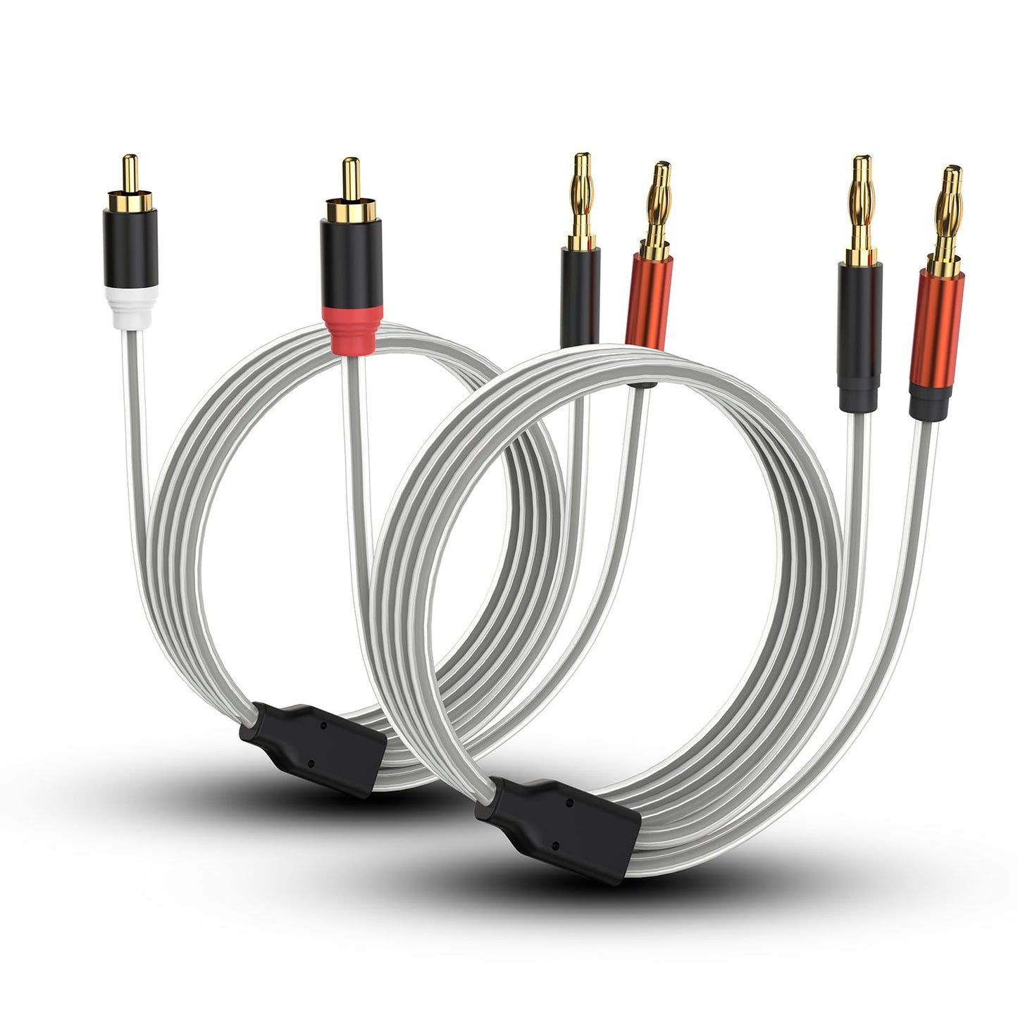 HOSONGIN RCA to Banana Plug Speaker Cable 3.3 Feet -2 Pack, Gold-Plated Dual-Shielding Hi-Fi Stereo Cable for Home