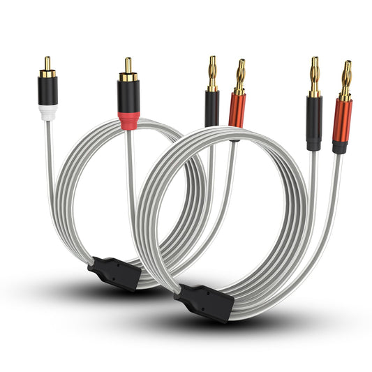 HOSONGIN RCA to Banana Plug Speaker Cable 3.3 Feet -2 Pack, Gold-Plated Dual-Shielding Hi-Fi Stereo Cable for Home
