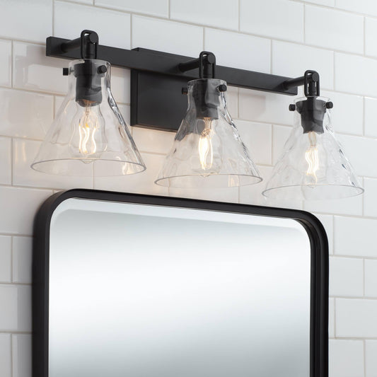 Possini Euro Design Ishii 26" High Modern 3 Light Bathroom Vanity Wall Lamp Light Fixture Mount Over The Sink Mirror Hardwired Cordless Matte Black