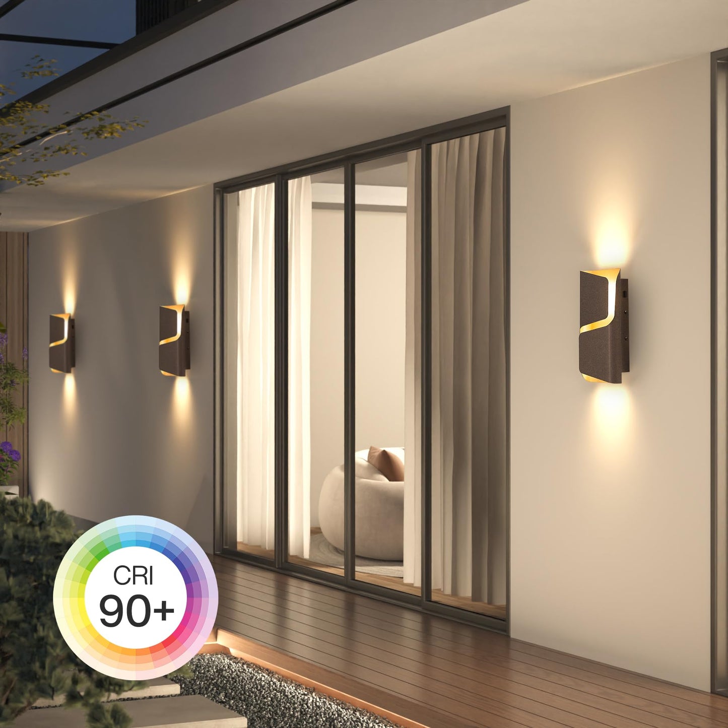 Tribesigns LED Outdoor Wall Lights with Dusk to Dawn Sensor, 11.8" Modern Wall Sconce with 3CCT, Dimmable, Waterproof, Exterior Lighting Fixtures
