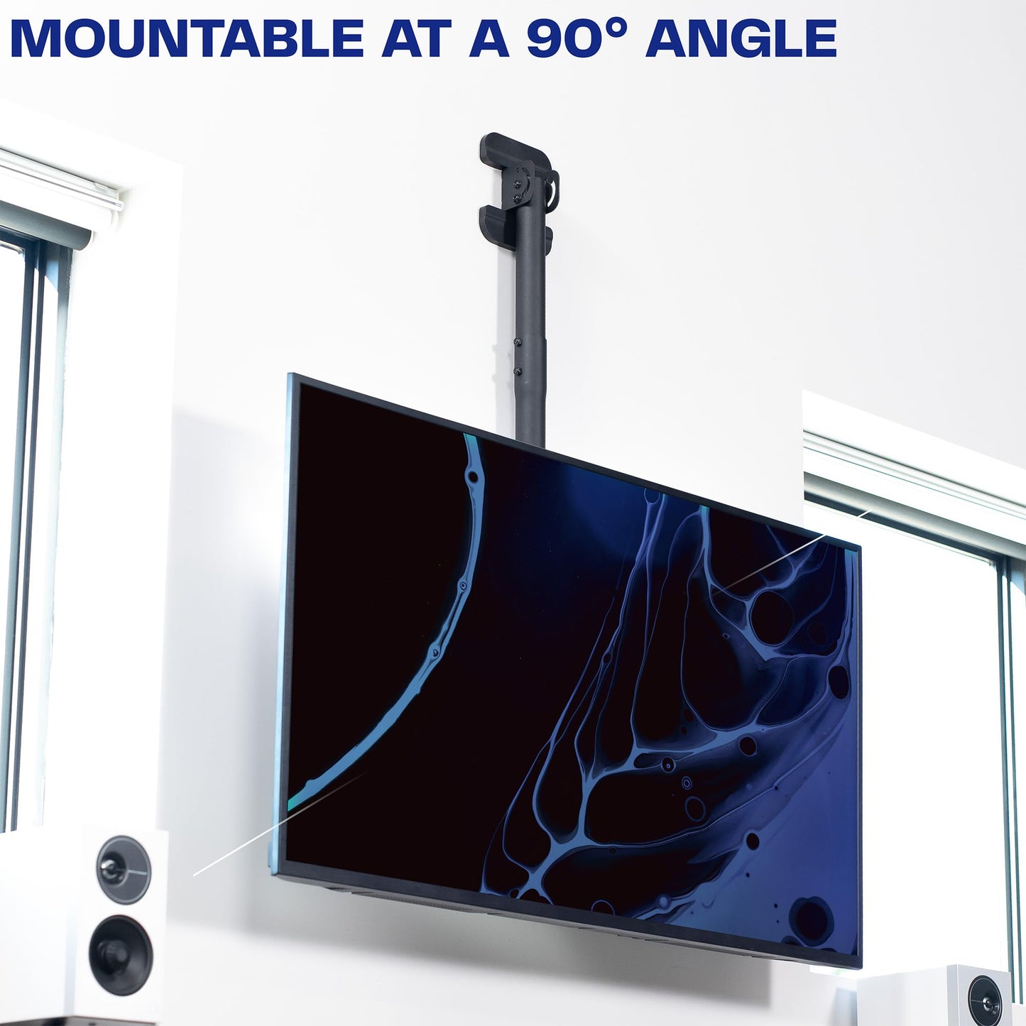 VIVO Ceiling Swivel TV Mount for 43 to 86 inch Screens, Telescoping Height Adjustment with 3ft Extension Pole, Fits Pitched/Vaulted Roof, Holds 132