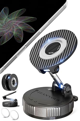 JEAN'VOUS Upgraded Magnetic Phone Holder for Car [70+ LBS Strongest Suction & 3000gf Magnetic], MagSafe Car Mount, Adjustable, 360° Dashboard Phone