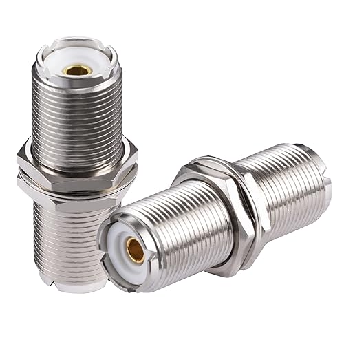 POBADY 2PCS UHF Female SO239 Bulkhead Connectors SO-239 UHF Female to UHF Female Bulkhead Connector Adapter PL-259 Connector for Ham Radio