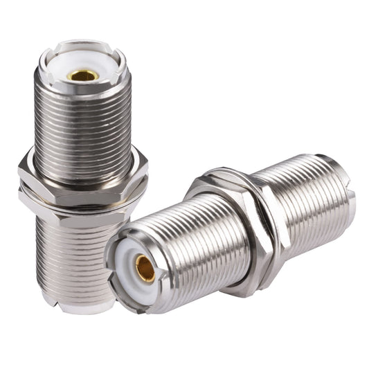 POBADY 2PCS UHF Female SO239 Bulkhead Connectors SO-239 UHF Female to UHF Female Bulkhead Connector Adapter PL-259 Connector for Ham Radio