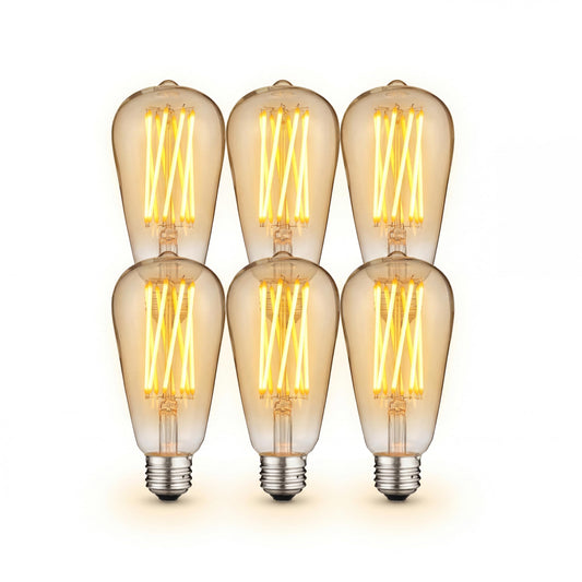 Sunlite LED ST19 Filament Style Edison Light Bulb 8.5 Watts (60W Equivalent), 880 Lumens, Medium Base (E26), Dimmable, ETL Listed, 2700K Soft White, 6