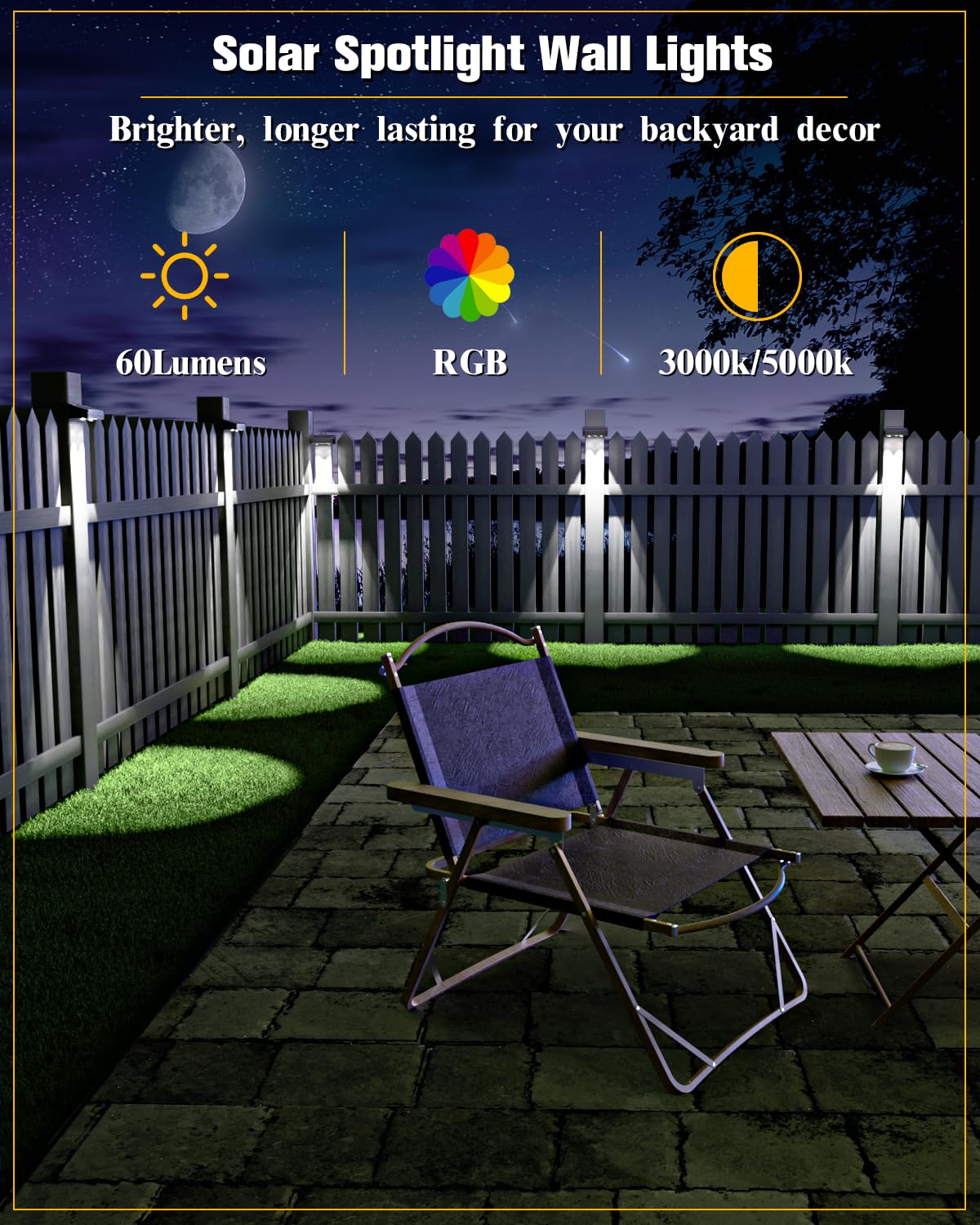 JOFIOS Solar Fence Lights 12 Pack, 50 Lumens Outdoor Fence Solar Lights with 12 Modes RGB Color Glow LED Solar Lights Outdoor Waterproof, Solar Lights