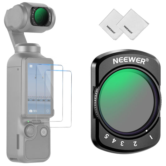 NEEWER Variable ND Filter Compatible with DJI Osmo Pocket 3 Creator Combo Accessories, Magnetic ND2-32 Adjustable Neutral Density Action Camera Lens